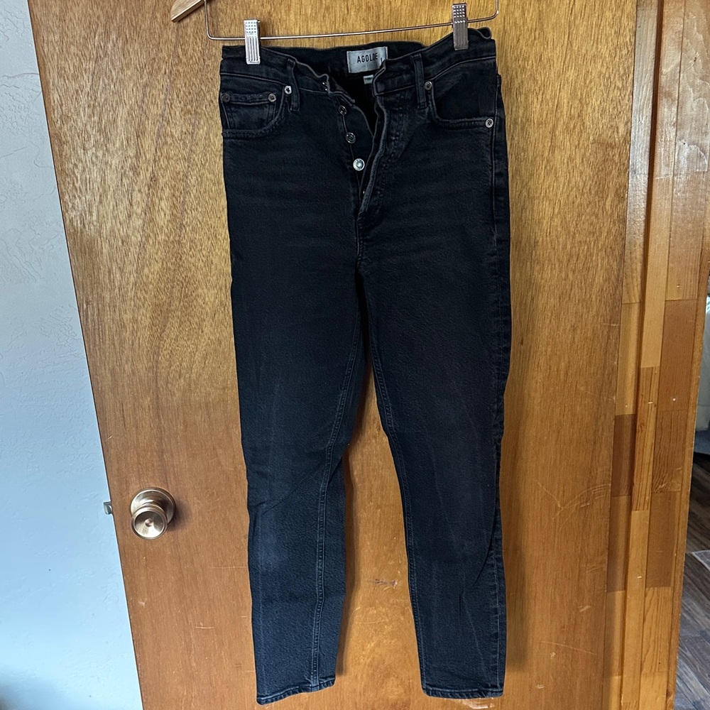 Agolde Black Nico Slim Straight High-Rise Skinny Jeans